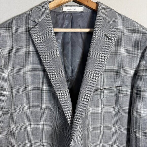 Joseph Abboud Fairway Plaid Wool Sport Coat Dinner Jacket Blazer Men's 46R Gray - Picture 5 of 14